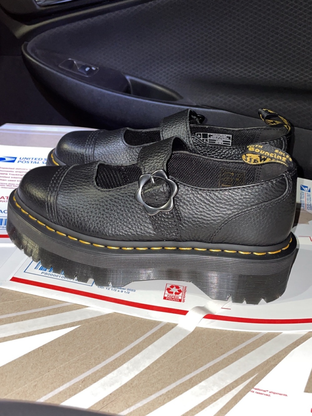 Dr. Martens Addina Quad Flower Buckle Black Platform MaryJane Shoes Women 39EU/8